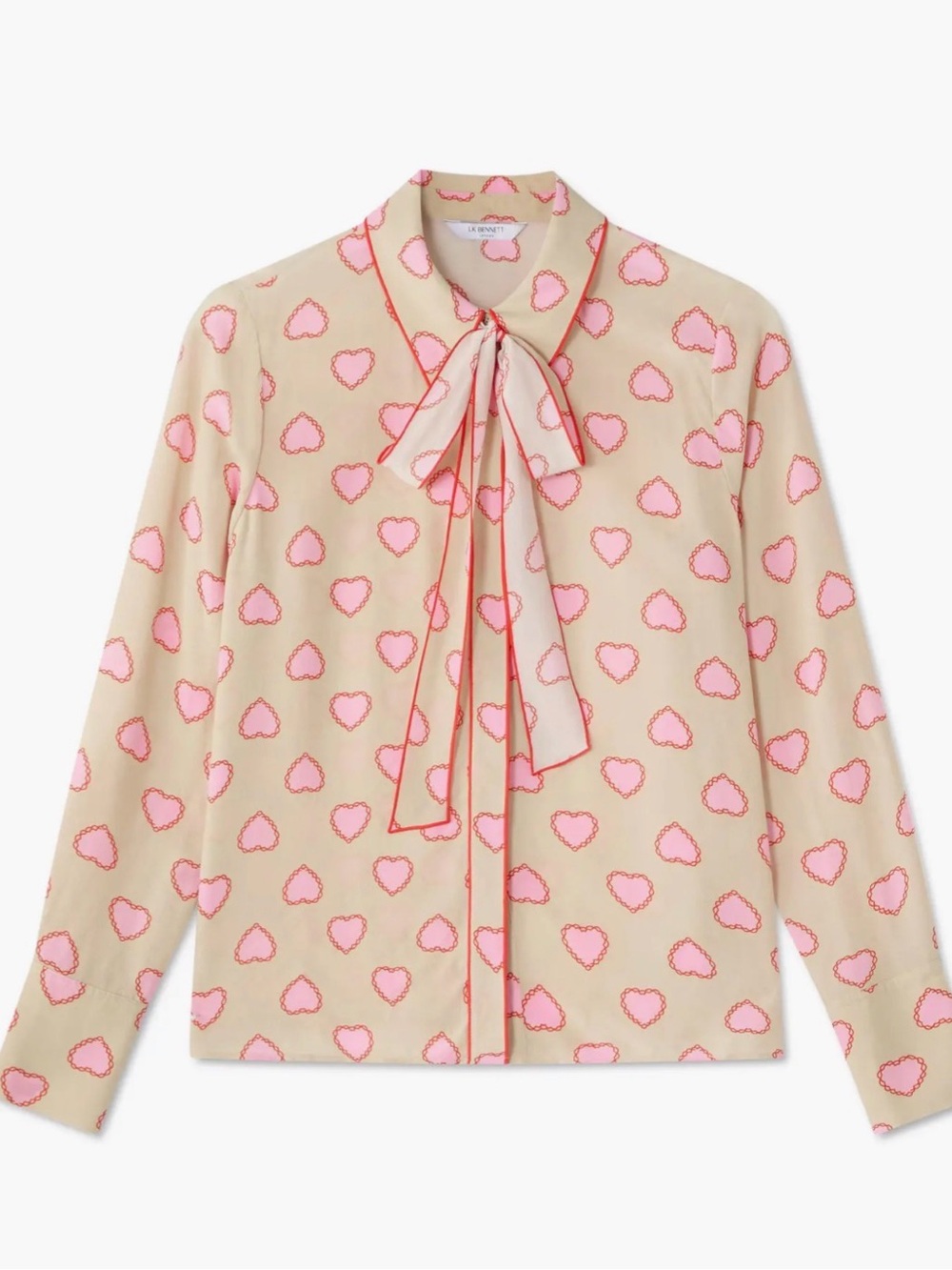 LK Bennett NWT Heart Print Bow Blouse